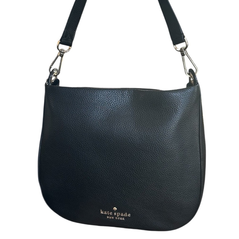 Kate Spade Black Pebbled Leather Shoulder Bag NWOT Quiet Luxury Hobo - Picture 15 of 17